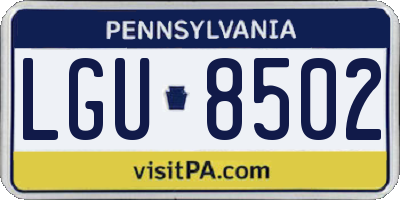PA license plate LGU8502