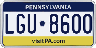 PA license plate LGU8600