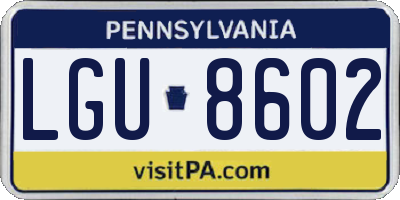 PA license plate LGU8602