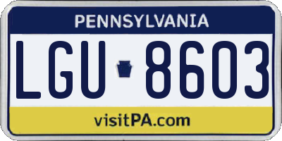 PA license plate LGU8603