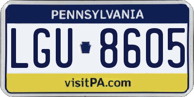 PA license plate LGU8605