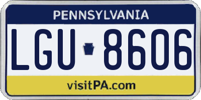 PA license plate LGU8606