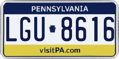 PA license plate LGU8616