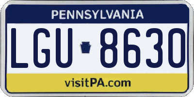 PA license plate LGU8630
