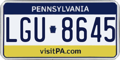 PA license plate LGU8645