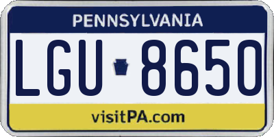 PA license plate LGU8650