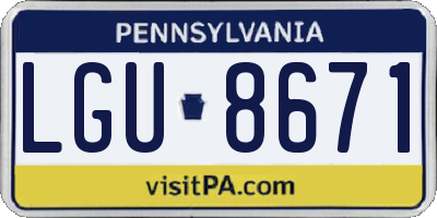 PA license plate LGU8671