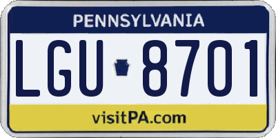 PA license plate LGU8701