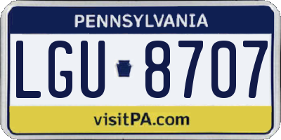 PA license plate LGU8707