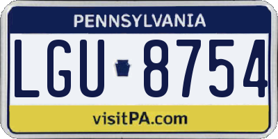 PA license plate LGU8754