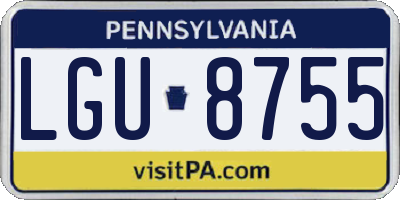 PA license plate LGU8755