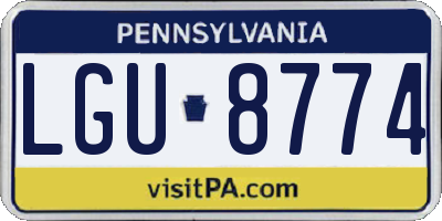 PA license plate LGU8774