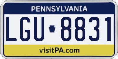 PA license plate LGU8831