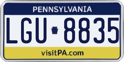 PA license plate LGU8835