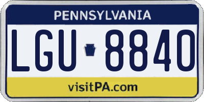 PA license plate LGU8840