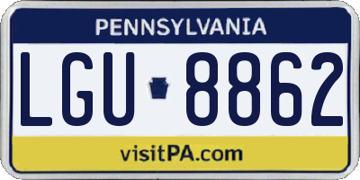 PA license plate LGU8862