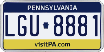 PA license plate LGU8881
