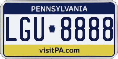 PA license plate LGU8888