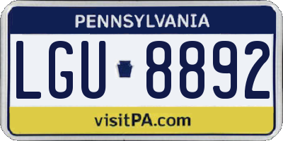 PA license plate LGU8892
