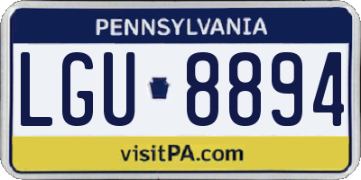 PA license plate LGU8894