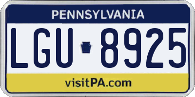 PA license plate LGU8925