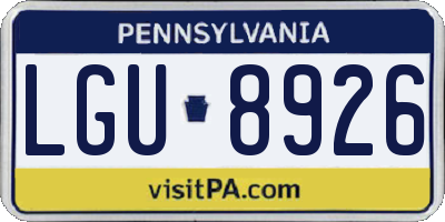 PA license plate LGU8926