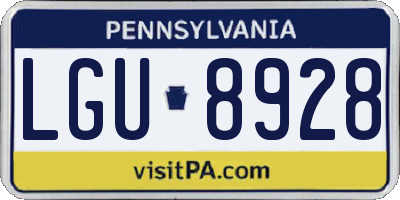 PA license plate LGU8928