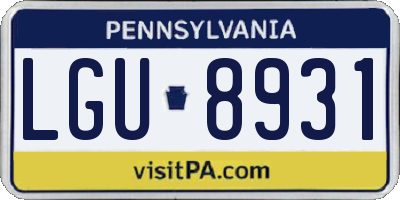 PA license plate LGU8931