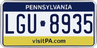 PA license plate LGU8935