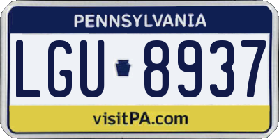 PA license plate LGU8937