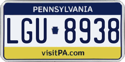 PA license plate LGU8938