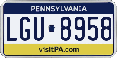 PA license plate LGU8958