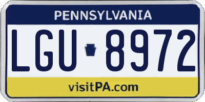 PA license plate LGU8972