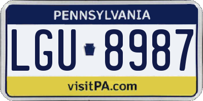 PA license plate LGU8987