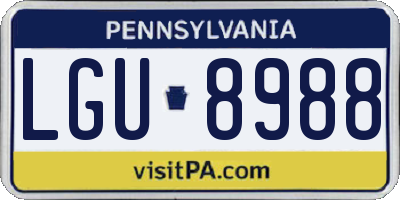 PA license plate LGU8988