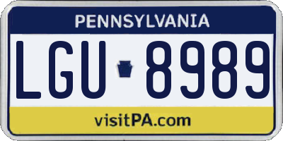 PA license plate LGU8989