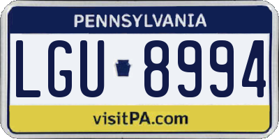 PA license plate LGU8994