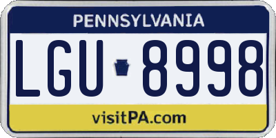 PA license plate LGU8998