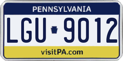 PA license plate LGU9012