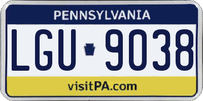 PA license plate LGU9038