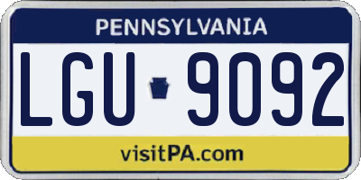 PA license plate LGU9092