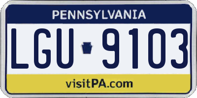 PA license plate LGU9103
