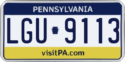 PA license plate LGU9113