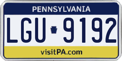 PA license plate LGU9192