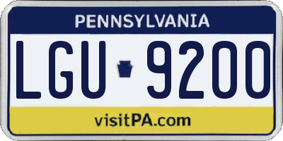 PA license plate LGU9200
