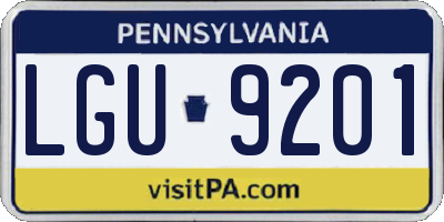 PA license plate LGU9201