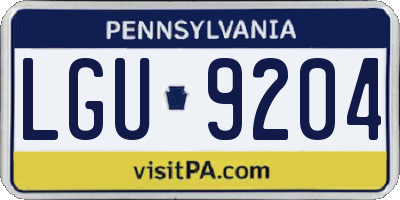 PA license plate LGU9204