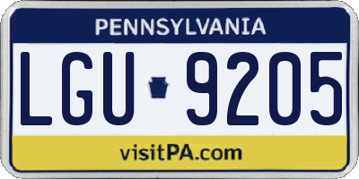 PA license plate LGU9205