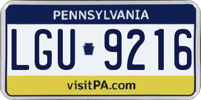 PA license plate LGU9216