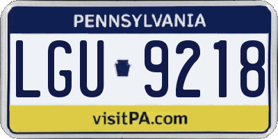 PA license plate LGU9218